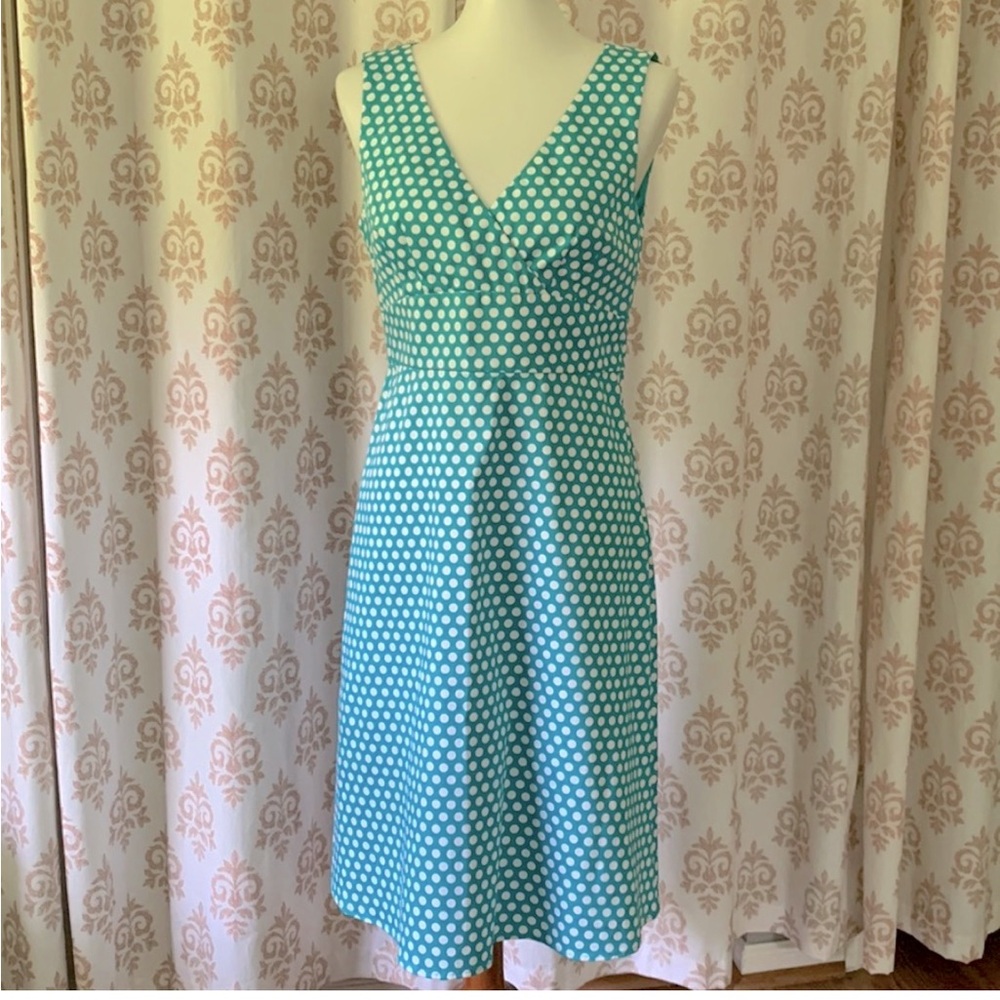 Spense aqua blue polka dot dress 6